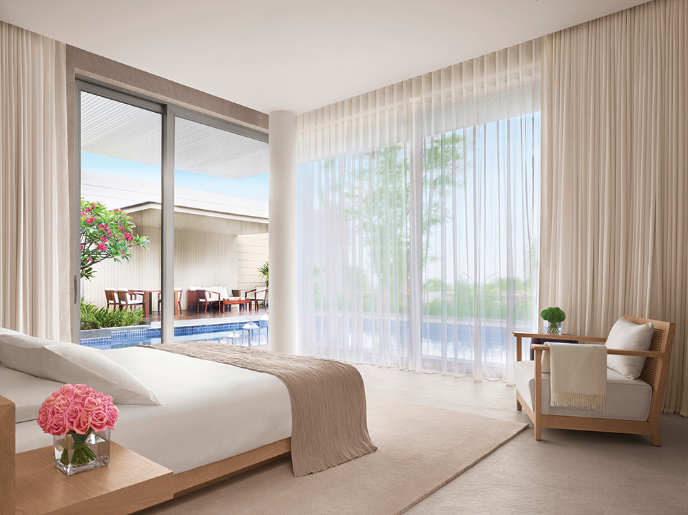 The view through the three-bedroom villa to the private pool